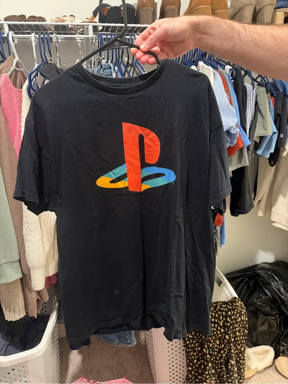 Sony Black T-Shirt with Red, Blue & Yellow PlayStation Logo